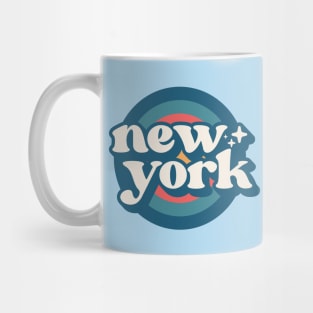 Vintage New York Sunset Seal // Retro City Emblem for New York Mug